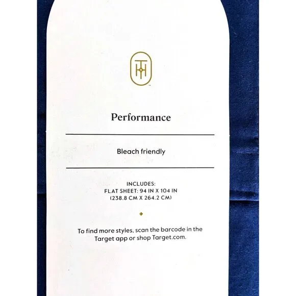 NEW Threshold Queen 400 Thread Count Performance Flat Sheet Metallic Blue NWT - Picture 2 of 2